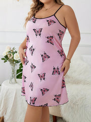 Nightdress Women's Plus Butterfly Print Sleep Dress