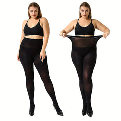 2 Pack Women's Plus Size High Rise Stretchy Tights Set