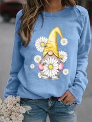 Christmas Daisy Print Crew Neck Sweatshirt