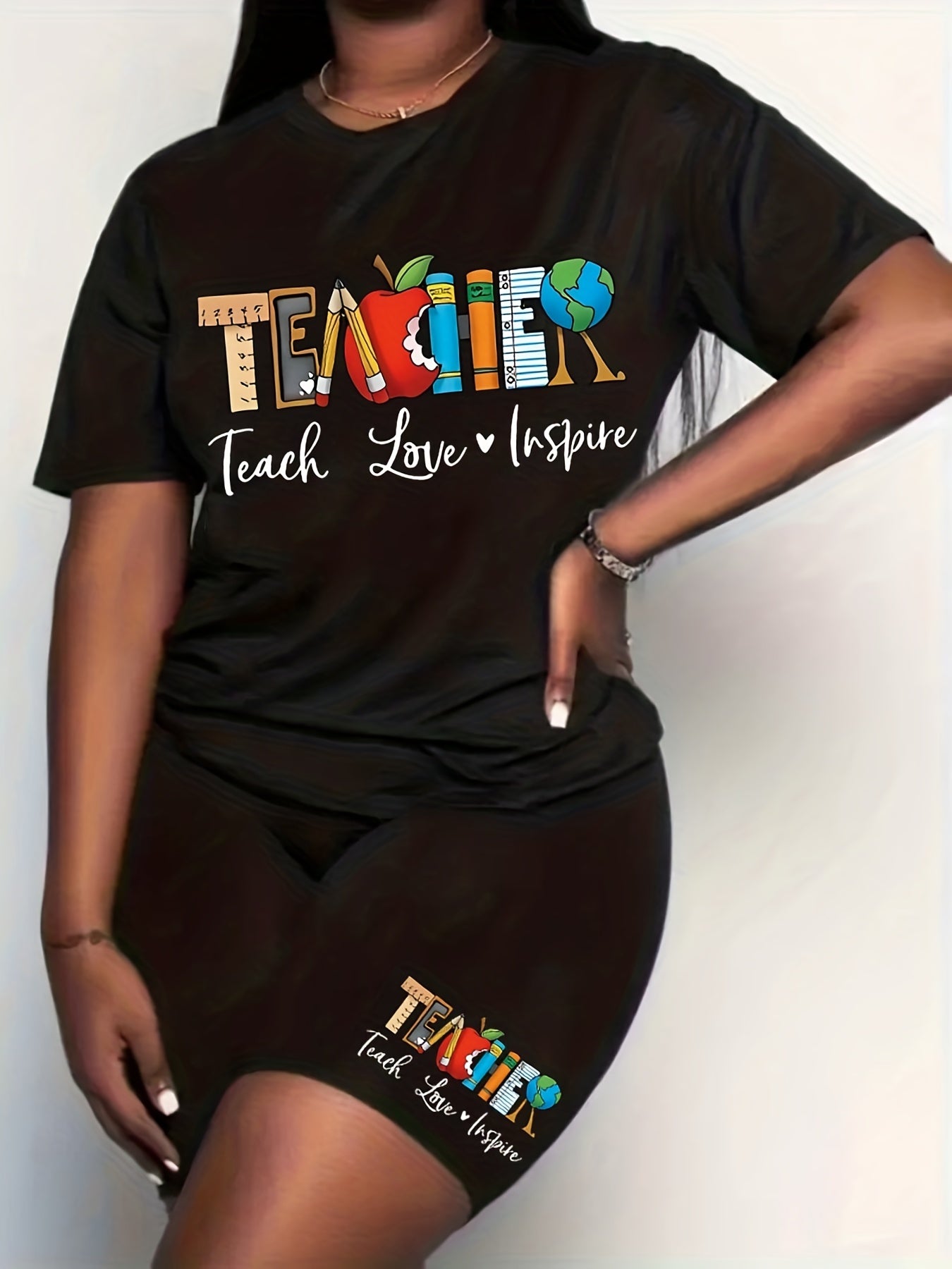 Graphic Print Top & Shorts Set