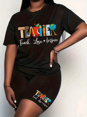 Graphic Print Top & Shorts Set
