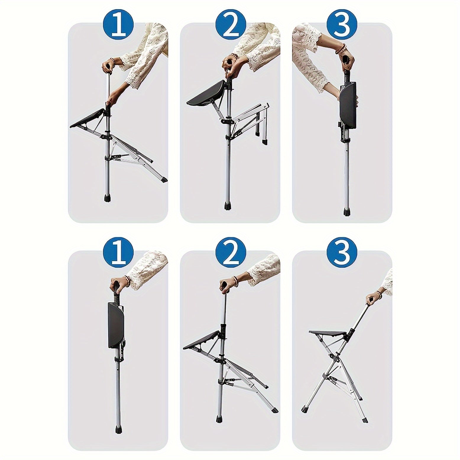 Portable Cane Seat, 117.93KG Capacity, Aluminum Alloy, Durable