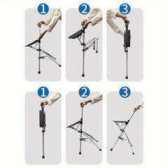 Portable Cane Seat, 117.93KG Capacity, Aluminum Alloy, Durable