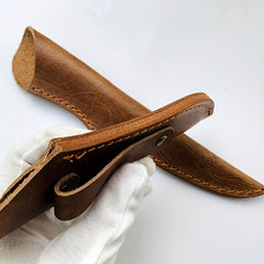 1pc Cowhide Leather Sheath For Straight Blade Knives