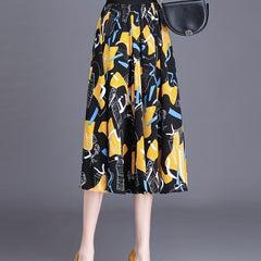 Graphic Print Pleated Skirt for Women