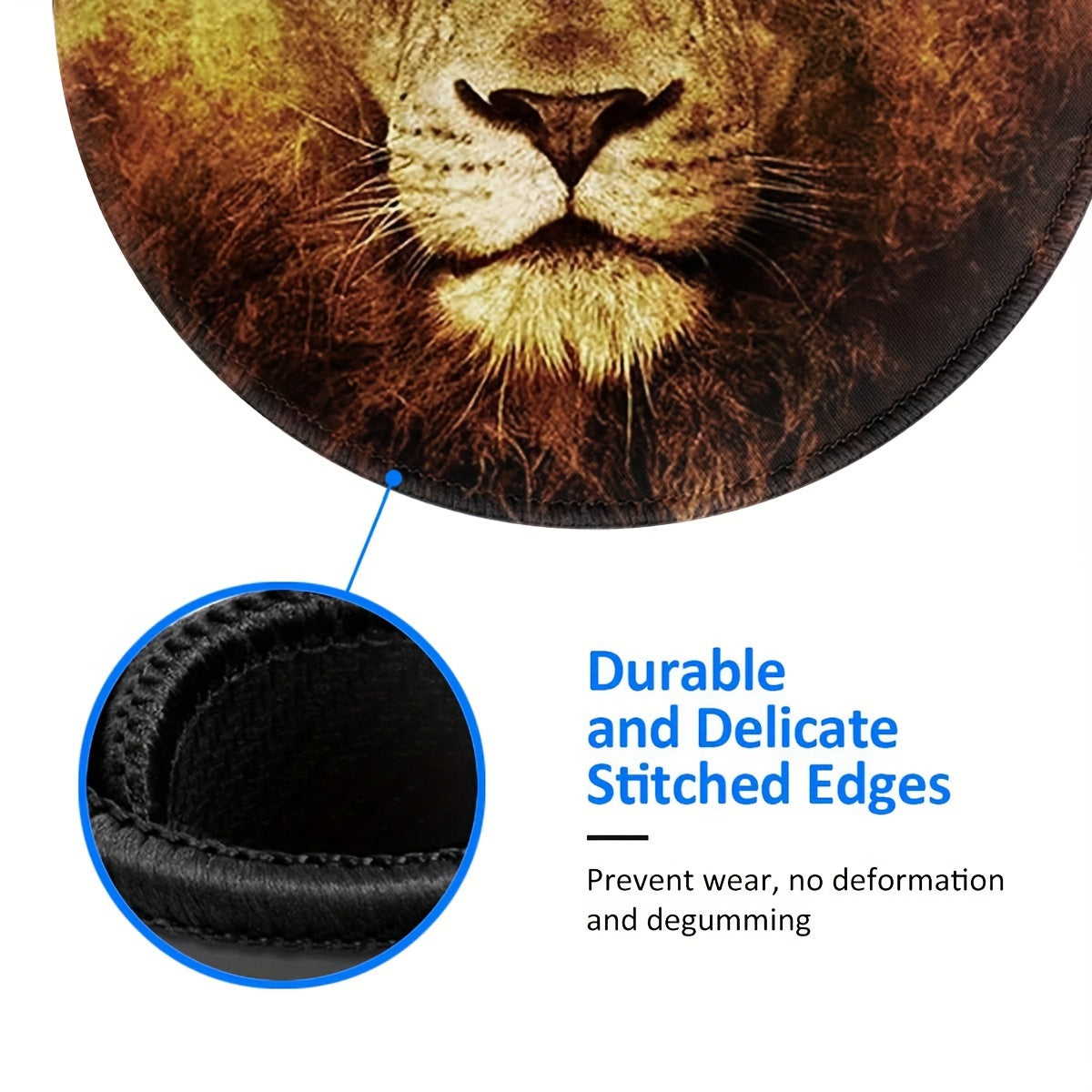Flame Lion Pattern Mouse Pad Round Mouse Mat Non Slip Rubber Base Mousepad