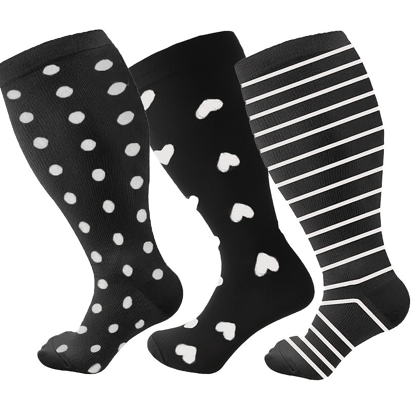 Compression Socks 15-20 mmHg Extra Wide Calf Knee High Stockings