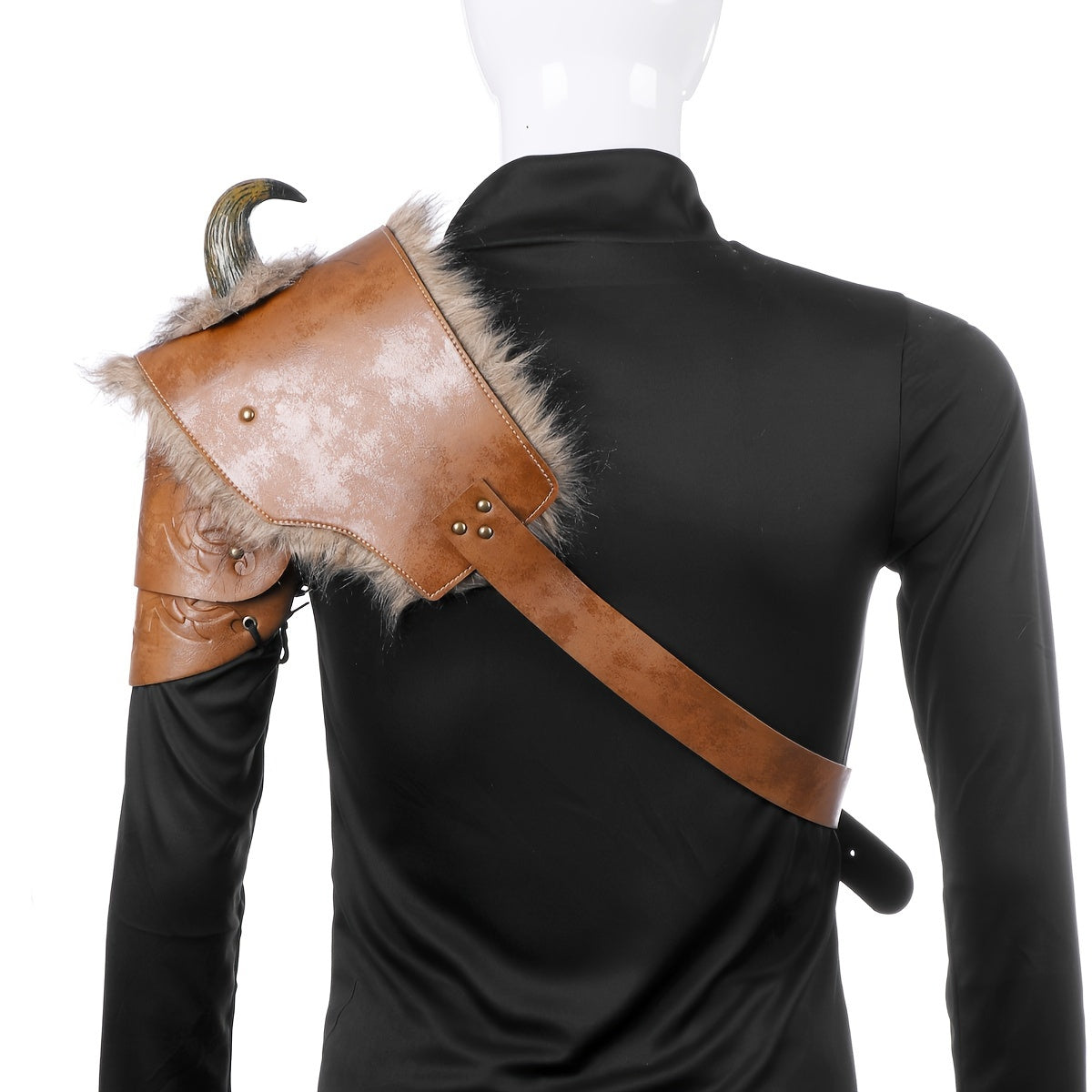 Vintage Brown Viking Shoulder Armor Halloween Cosplay Props
