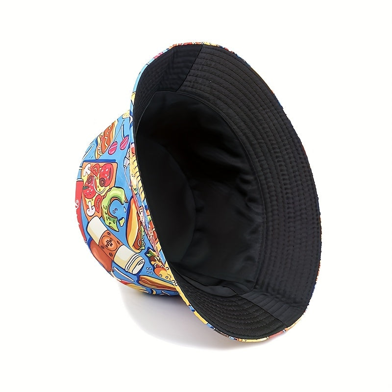 Print Bucket Hat Hip Hop Sun Protection Hat For Men And Women