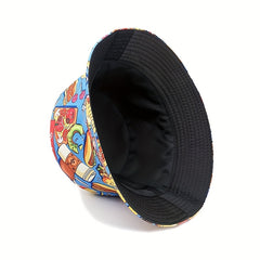 Print Bucket Hat Hip Hop Sun Protection Hat For Men And Women