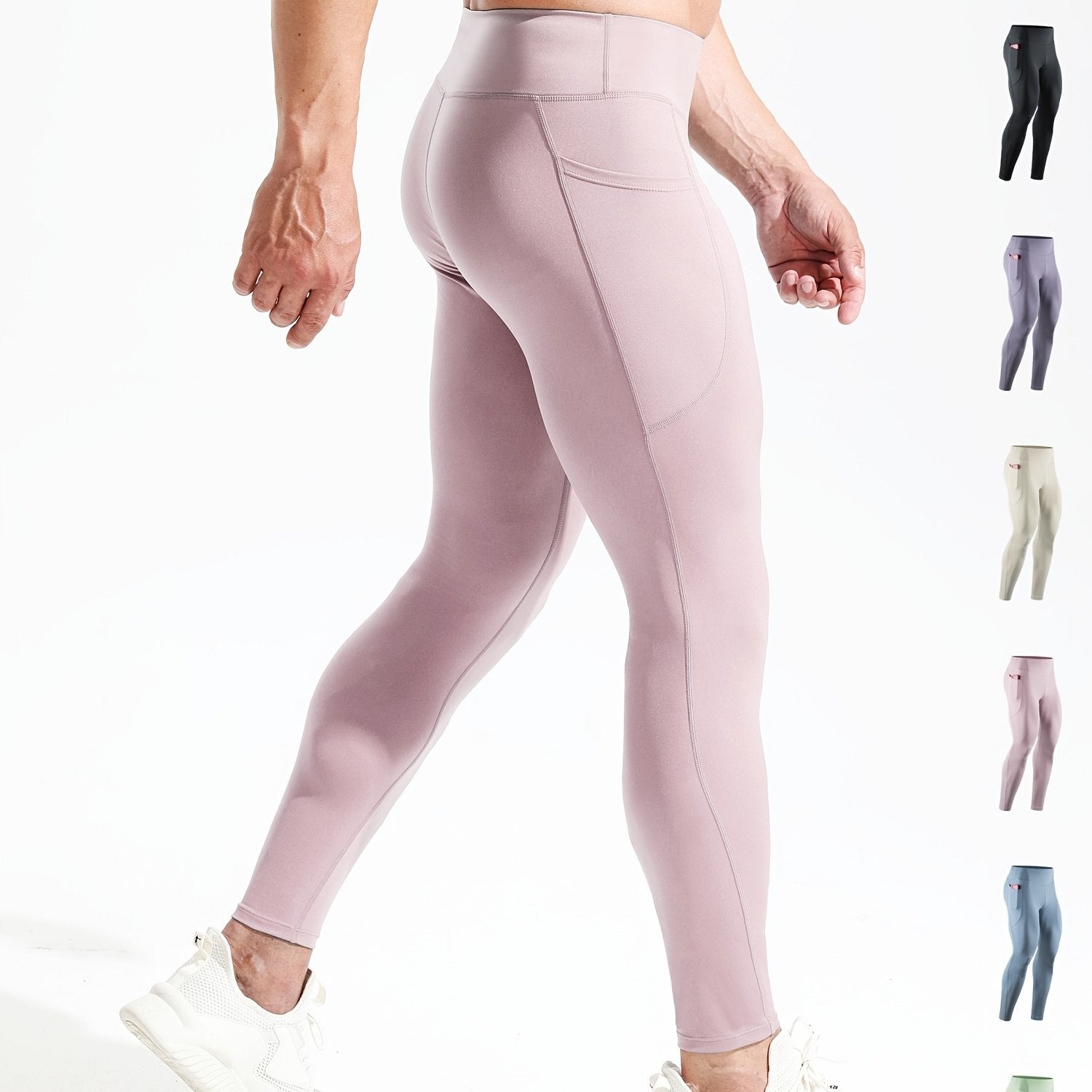 Men's High Waist Compression Legging Breathable Tights Sports Underlay Pants