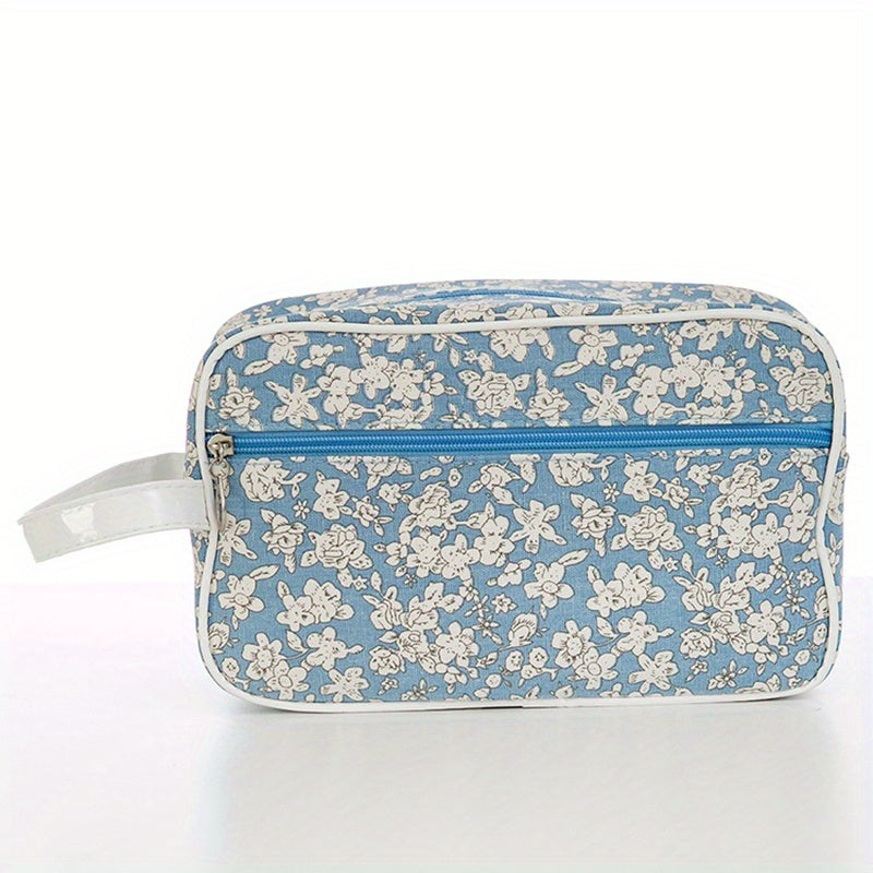 Floral Pattern Cosmetic Bag Roomy Makeup Bag Zipper Travel Toiletry Organizer