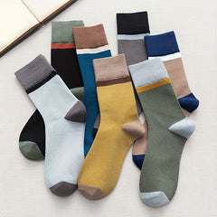 7 Pairs Striped Colorblock Socks Mid Tube Women's Stockings