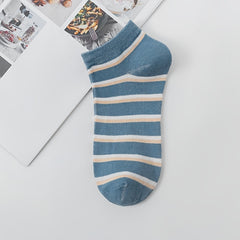6 Pairs Women's Striped & Plaid No Show Socks