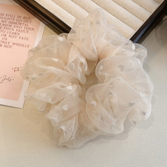 3pcs Heart Print Scrunchies Hair Tie Organza Hair Rope Style Hai