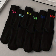 6 Pairs Letter Print Mid Tube Socks Women's Stockings