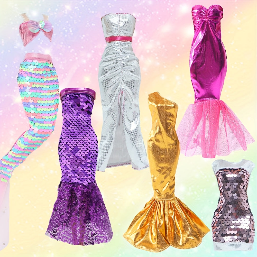 6-Piece Sequin Dress Suit for Doll - Dreamy Fairy Tale Princess Outfit