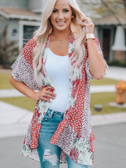 Botanical Floral Print Beach Cardigan Casual Loose Cover Ups Kimono