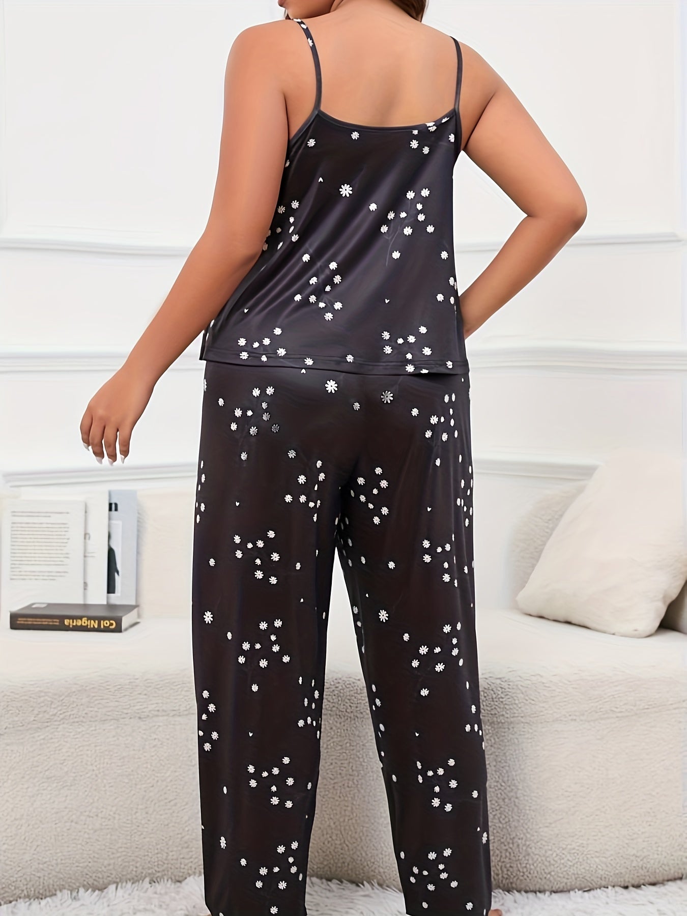 Floral Print Round Neck Cami & Pants Lounge Set