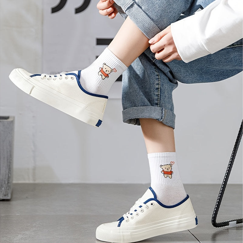 10 Pairs Women's Academic Style Crew Socks & Hosiery