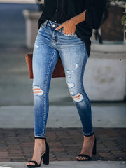 Women's Plus Ombre Ripped Button Fly High Rise Skinny Jeans