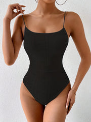 Eyelet Embroidered Cami Bodysuit Solid Skinny Summer Women's Clothing