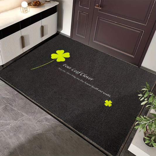 Slogan Graphic Non slip Doormat Clover & Letter Pattern Area Rug Halloween Decor