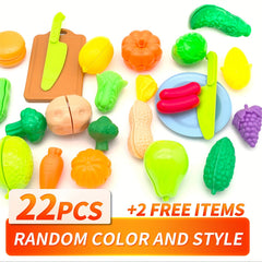 MARPHY Kitchen Simulation Toys 22pcs Choke Le Food Toys with Storage Bags