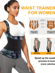Camouflage Pattern Zipper Body Shaping Tank Top Women's Activewear