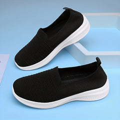 Women's Lightweight Slip On Outdoor Shoes Breathable Flying Woven Sneakers