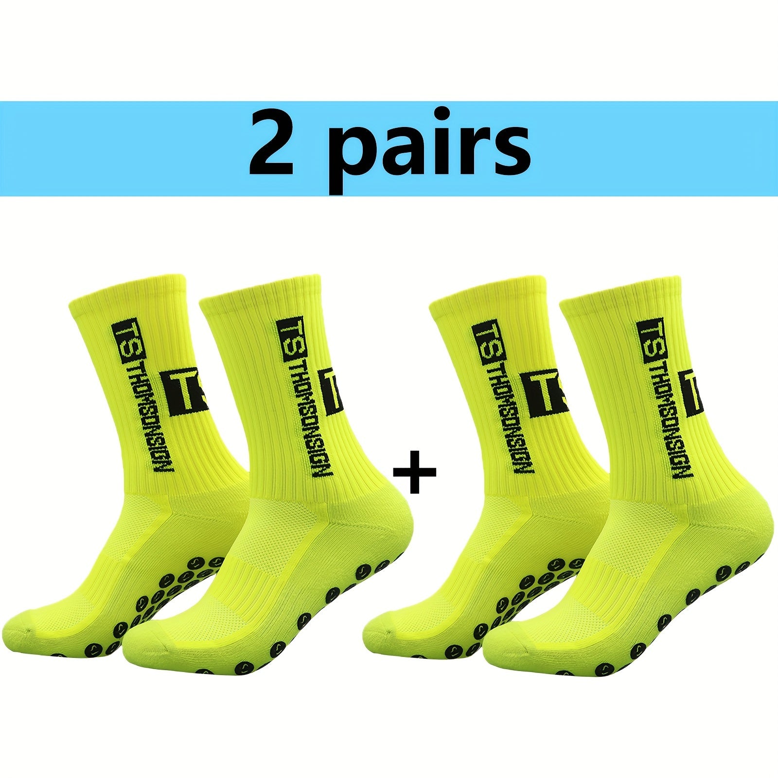 2pairs Non slip Sports Socks For Men And Women Football Running Mid calf Socks