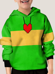Pixel Heart Print Kid's Hoodie Clash Unisex Pullover