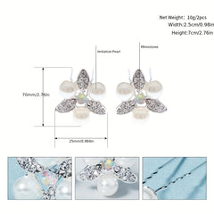 2pcs Rhinestone Faux Pearl Hairpin Bridal Head Jewelry