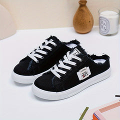 Women's Canvas Platform Slippers Lace Up Breathable Shoes