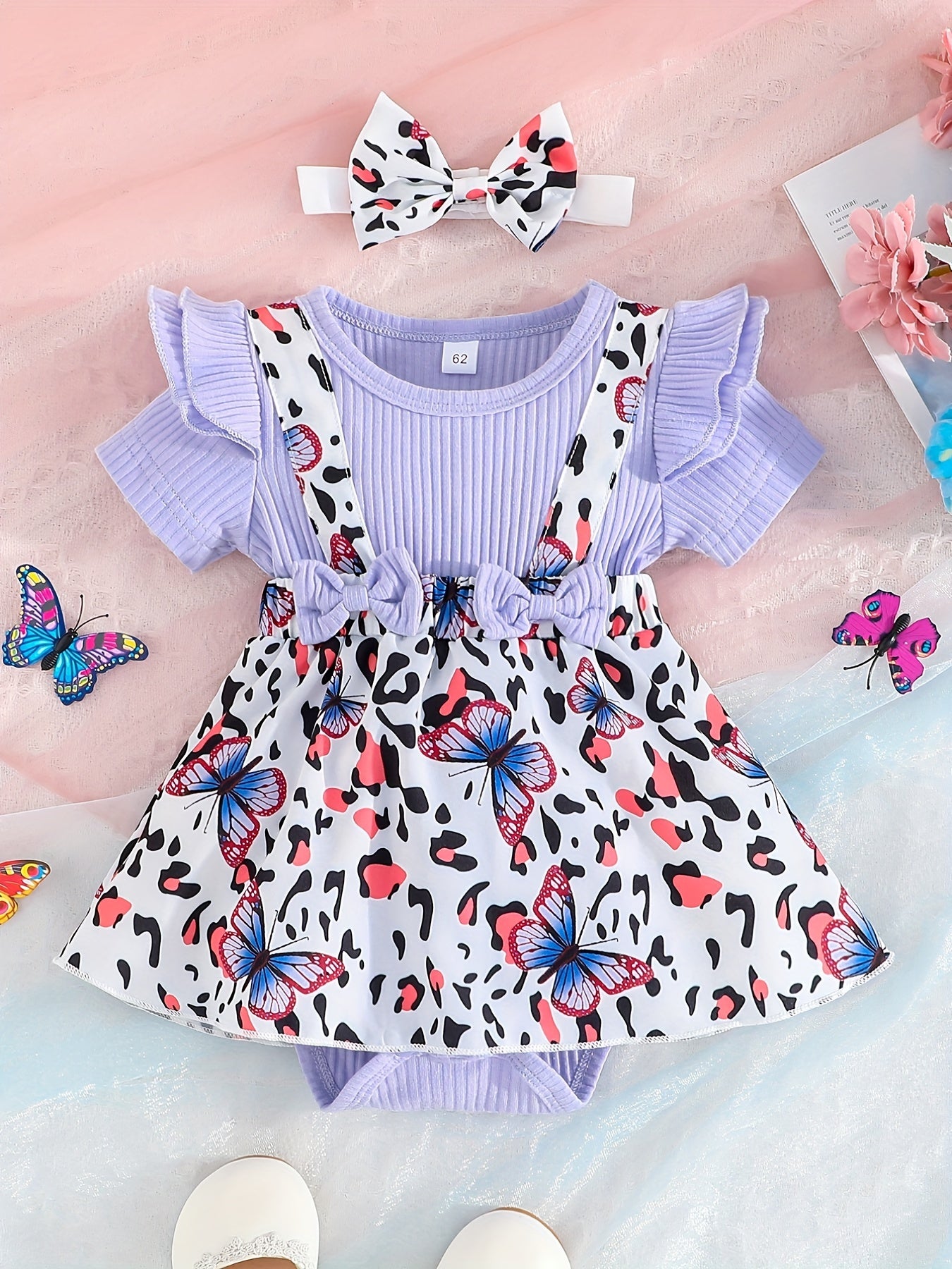 Baby Girls Floral Print Romper Dress Set