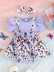 Baby Girls Floral Print Romper Dress Set