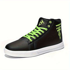 Solid High Top Skate Shoes for Men Non Slip Lace Up Sneakers