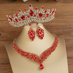 Baroque Crystal Tiaras Crowns Water Drop Wedding Jewelry Set