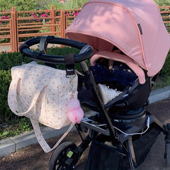 Floral Polyester Messenger Bag Diaper Tote with Insulated Bottle Storage