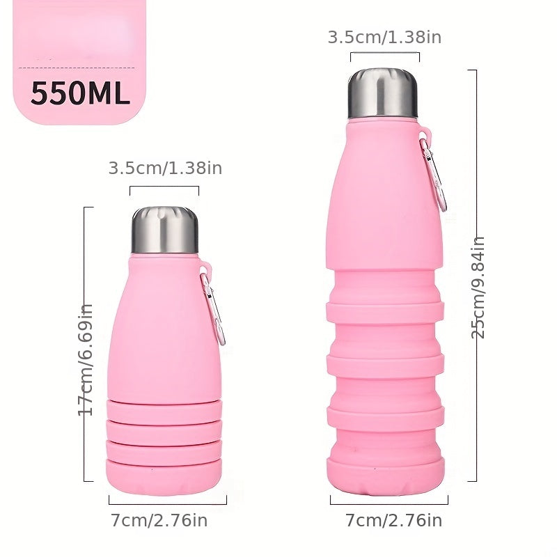 16oz Collapsible Silicone Water Bottle BPA Free Leak Proof Portable Bottle