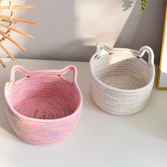 Colorful Cotton Rope Desktop Storage Basket for Office and Living Room