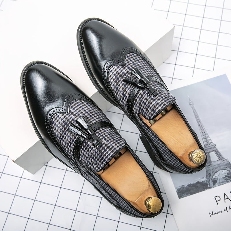 Men's Wingtip Brogue Oxford Shoes Pointed Toe Tassel Loafers