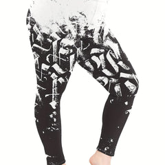 Colorblock Graphic Print Fitness Leggings