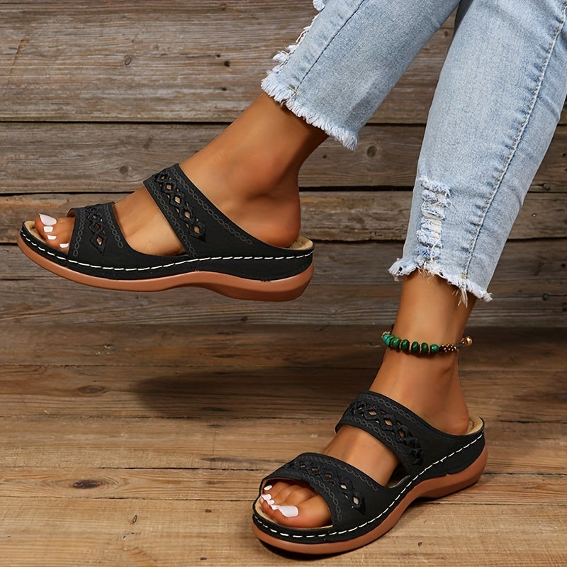 Casual Open Toe Slippers Hollow Out Thick Sole Sports Half Slippers