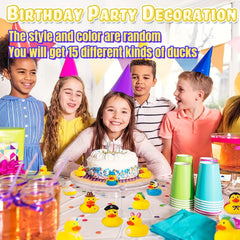15pcs Assorted Rubber Ducks for Baby Bath Toys Party Favors