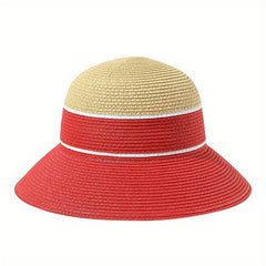 Striped Crochet Sun Hat Lightweight Casual Straw Hat For Women