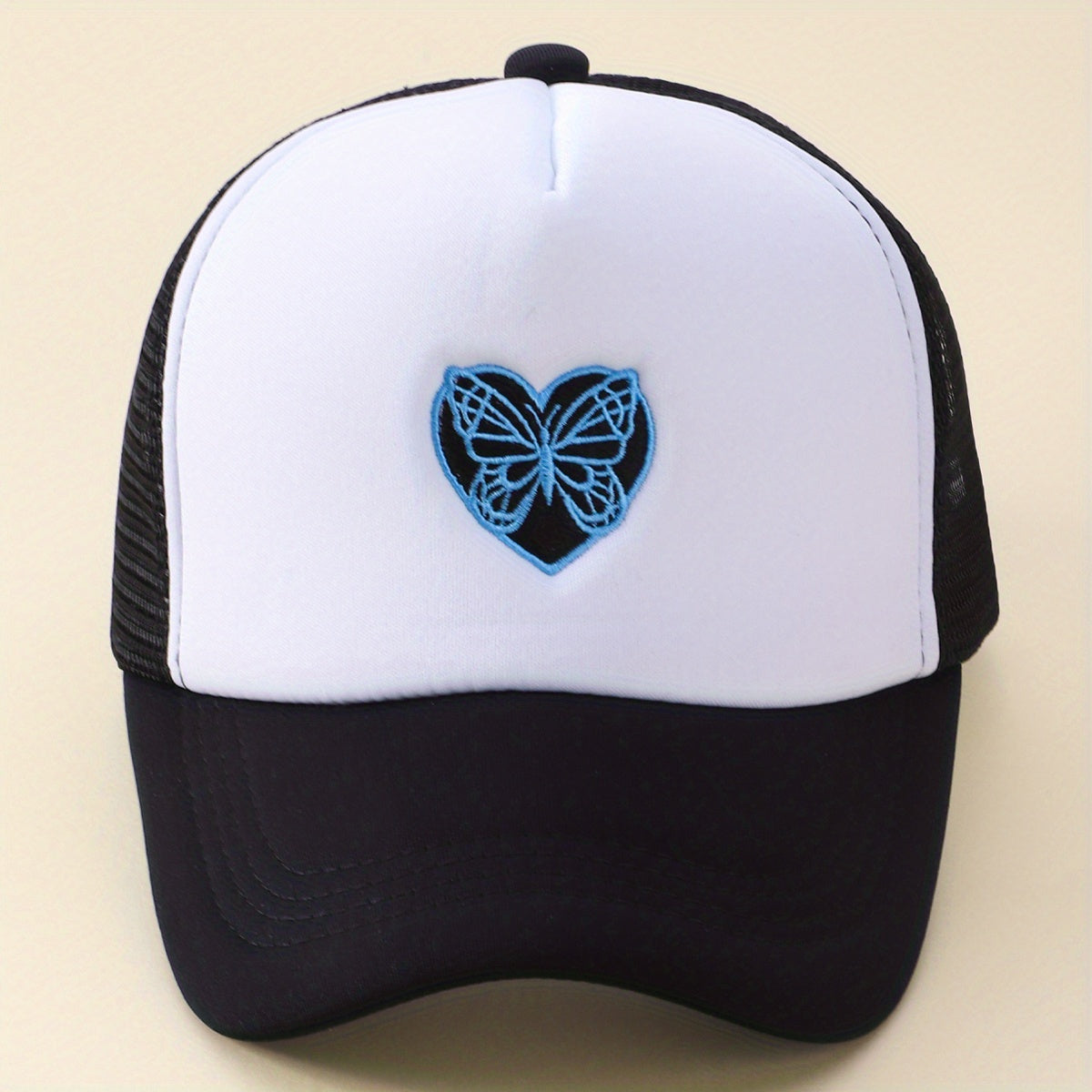 Butterfly Heart Embroidery Trucker Hat Cartoon Block Baseball Cap