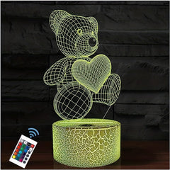 3D Bear Night Light For Kids 16 Colors Changing Remote Control