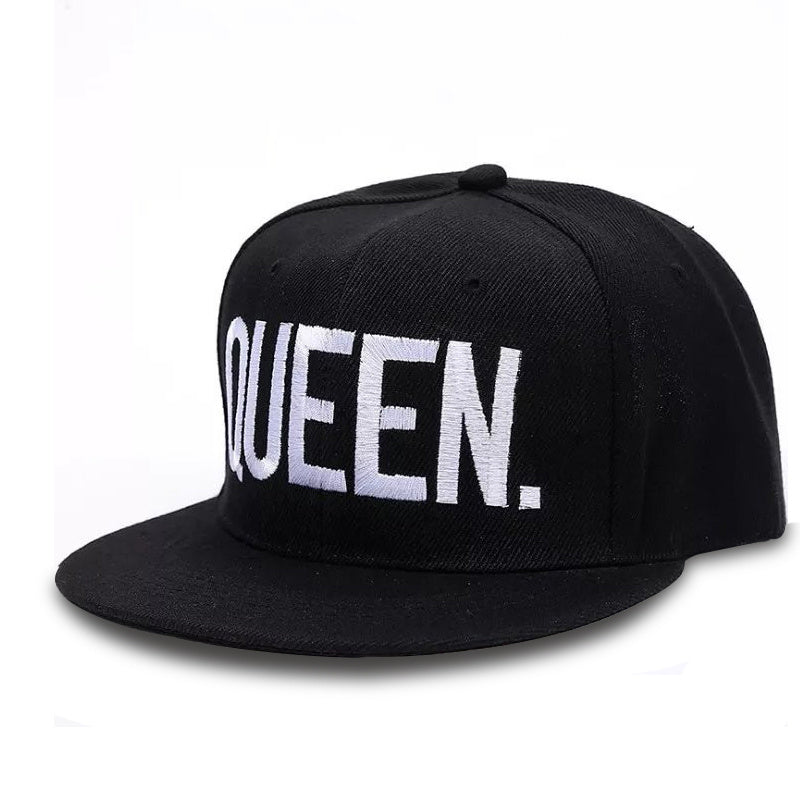 Queen King Embroidered Hip Hop Flat Brim Hat