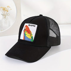 Parrot Embroidery Baseball Cap Summer Mesh Breathable Sun Hat Outdoor Casual